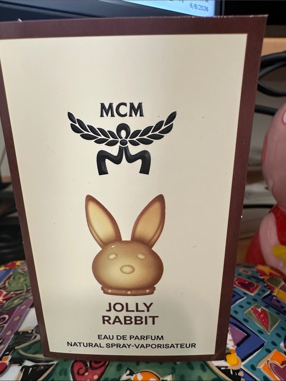 MCM Jolly Rabbit Fragrance Box – Cream & Brown with Gold Accent 0.05 bottle.